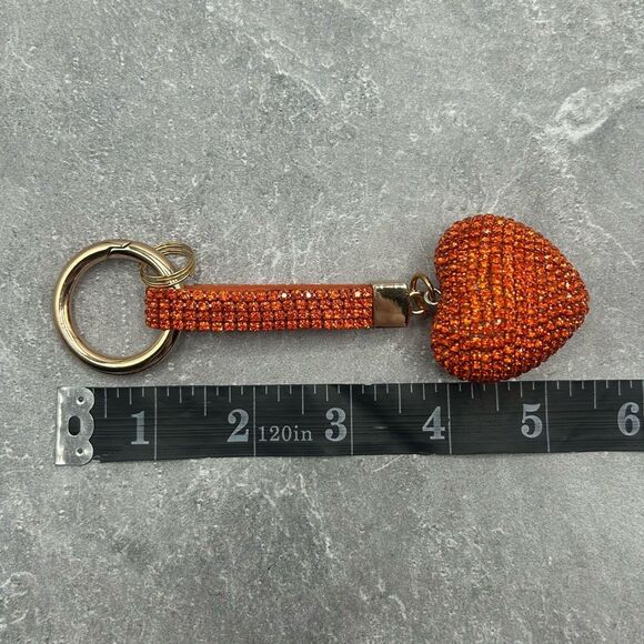NWOT Sparkling Red Rhinestone Heart Keychain Charm Purse Key Ring - Picture 7 of 9